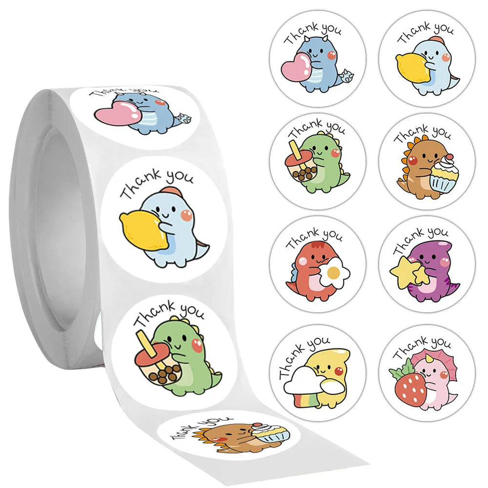 50-500pcs Cartoon Thank You Stickers 2.5cm Cute Labels For Small Business Or Wedding Gift Decor Stationery Packaging Sticker (ONLINE ORDER ONLY)