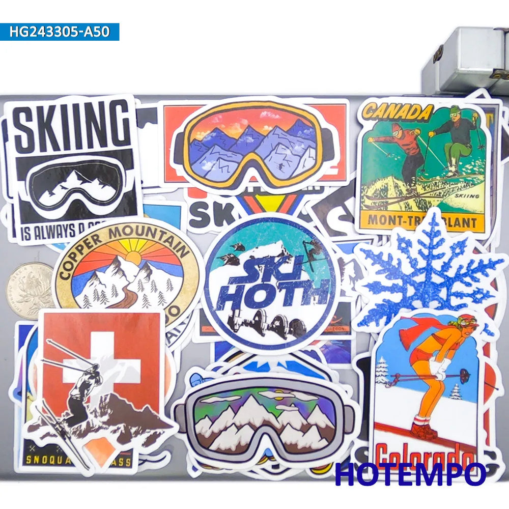 20/30/50Pieces Skiing Stickers Extreme Sport Retro Graffiti Adventure Trip for Phone Luggage Motorcycle Car Bike Laptop Sticker (Online Order Only)