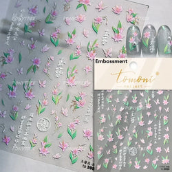 Pink Hot Stamping Flower Charm Peach Blossom Canglan Clover Daisy Pearl Self Adhesive Nail Art Decoration Sticker Manicure Decal (ONLINE ORDER ONLY)