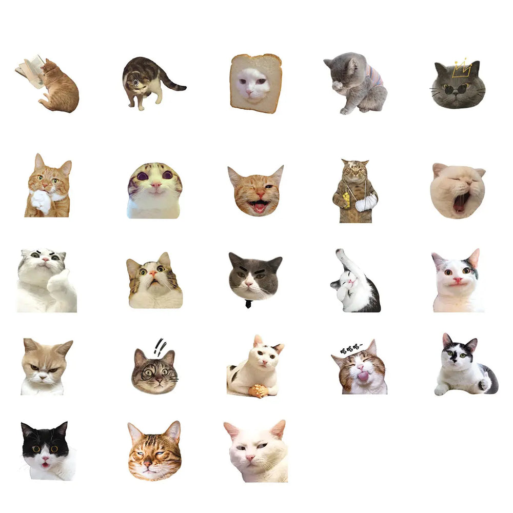 Etori Life 46 PCS Cartoon Cute Animal Society Mischievous Expression Cat Student DIY Stationery,Laptops Decoration Stickers (ONLINE ORDER ONLY)