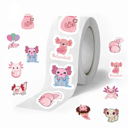 500pcs Cute Cartoon Axolotl Stickers Children Reward Label Encouragement Scrapbooking Decoration Stationery Animals Sticker Toys (ONLINE ORDER ONLY)