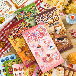 25 Pages Ins Retro Cute Food Cake Decorative Stickers Book Scrapbooking Phone Case DIY Journal Collage Material Sticker Gift (ONLINE ORDER ONLY)