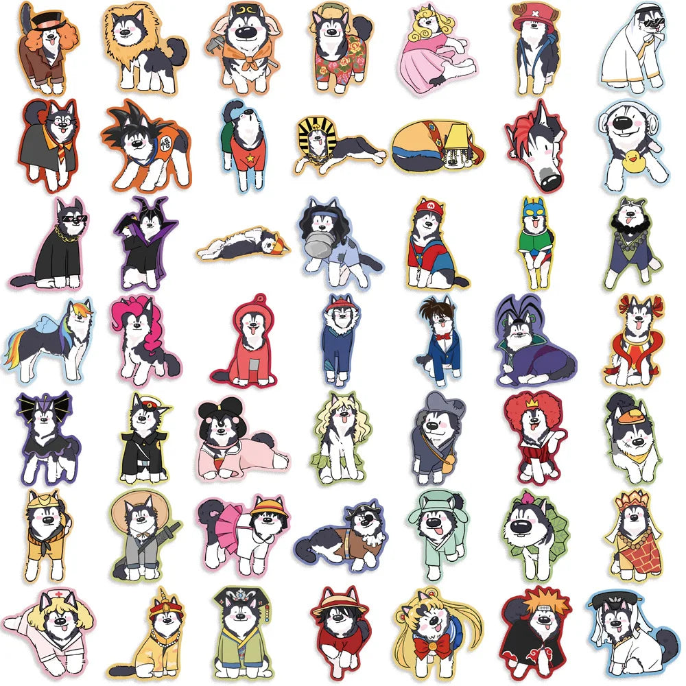 10/30/50PCS Cute Husky Cartoon Stickers Goofy Husky Graffiti Dog Decals Luggage Laptop Phone Guitar Car Bike Skateboard Sticker (ONLINE ORDER ONLY)