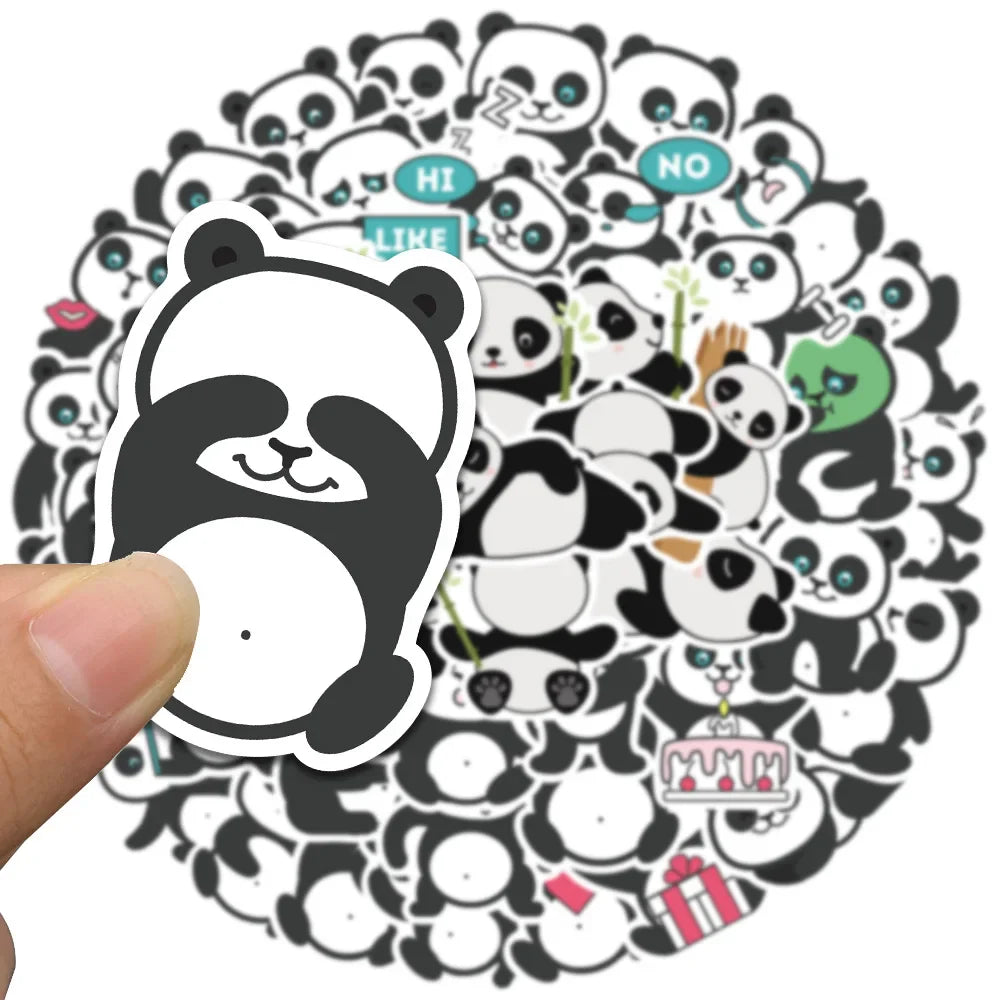 50pcs Cute Cartoon Panda Animals Stickers Kids Toy Vinyl Waterproof Graffiti Guitar Laotop Phone Luggage Sticker Decals (ONLINE ORDER ONLY)