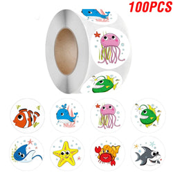 100-500pcs Ocean Kids Birthday Stickers Under The Sea Animal Reward Sticker DIY Gift Decoration Label Stationery (ONLINE ORDER ONLY)