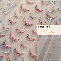 French Romantic Tassel Crescent Moon Laser Charming Gold Silver Arc Self Adhesive Nail Art Stickers Hot Stamping Manicure Decals (Online Order Only)