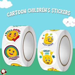 Smile Face Sticker Kids Reward Sticker Yellow Dots Labels Happy Animal  Sticker Kids Toys School Teacher Student Stationery (ONLINE ORDER ONLY)