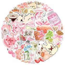 Cute Pink Cartoon Stickers for Suitcase, Skateboard, Laptop, Luggage, Phone - 10/30/50PCS (Online Order Only)