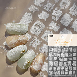 Retro Lace Gird Bowknot Love Heart Flower Leaves Fabric Art Photo Frame Embossed Self Adhesive Nail Art Stickers Manicure Decals (ONLINE ORDER ONLY)