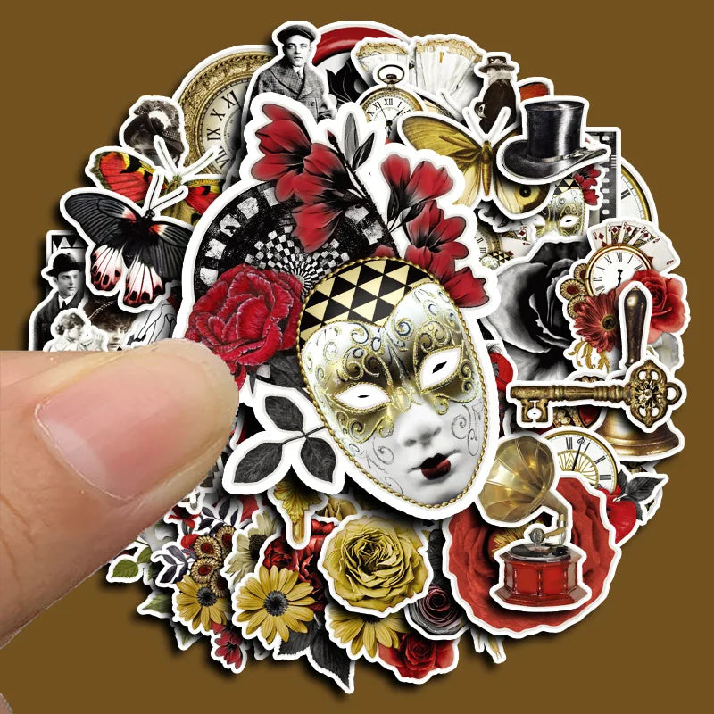 Rose Vintage Clock Butterfly Stickers for Phone Laptop Luggage Skateboard Decals (Online Order Only)