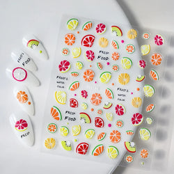 1Pc Summer Nail Art Sticker Lemon Nail Decal Nail Art Supplies Cute Fruit Strawberry Cherry Watermelon Avocado Lemon Nail Design (ONLINE ORDER ONLY)