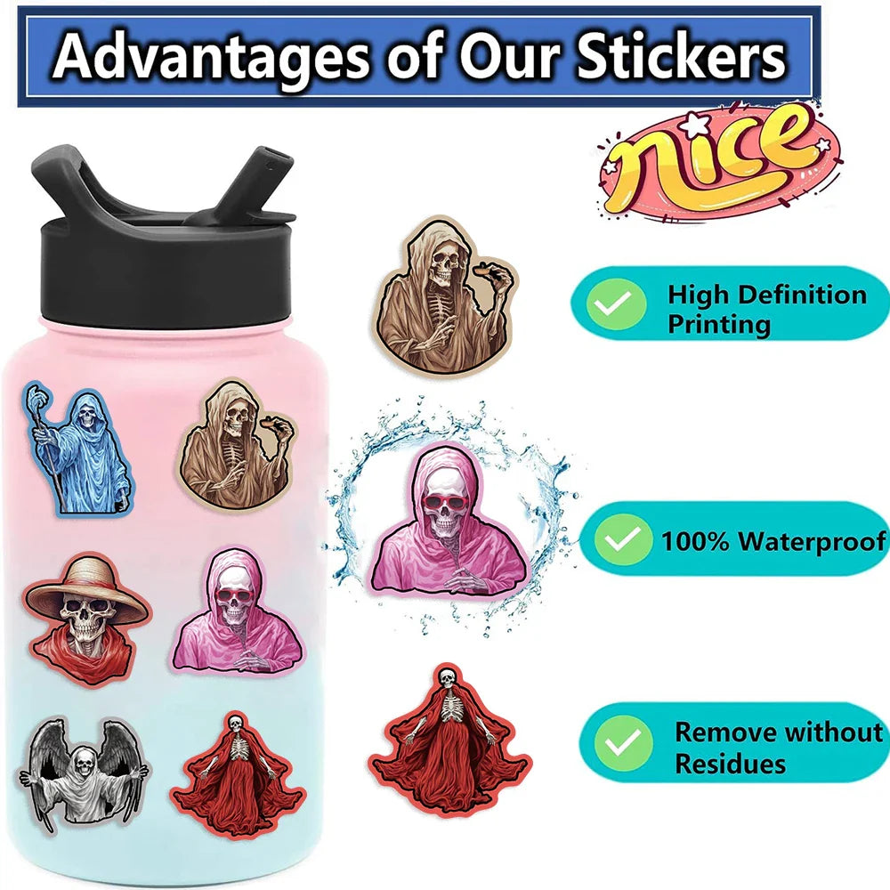 55pcs Cool Cartoon Skull Waterproof Stickers Skateboard Car Phone Laptop Luggage Motorcycle Bike Decoration Sticker Decals (ONLINE ORDER ONLY)