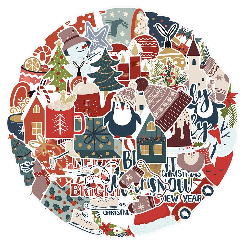 Christmas Santa Claus Cartoon Stickers 10/30/50PCS - DIY Car Bike Luggage Laptop Toy Graffiti (ONLINE ORDER ONLY)