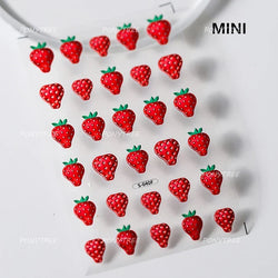 Pink Transparent Strawberry Leopard Print Metal Silver Fruit Lovely Self Adhesive Nail Art Stickers 5D Manicure Decals Wholesale (ONLINE ORDER ONLY)