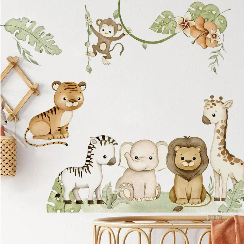 Giraffe Elephant Animal Wall Stickers for Kids Room Decor (Online Order Only)