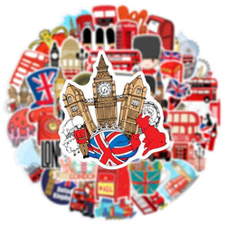 10/30/50PCS Red London Sticker Aesthetic PVC DIY Children's Korean Stationery School Supplies Decoration Scrapbooking for Kids (ONLINE ORDER ONLY)