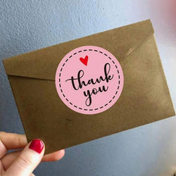 100-500PCS Heart Stickers Thank You Stickers for Business Merci Packaging Stickers Rolling Love for Packaging Decoration (ONLINE ORDER ONLY)