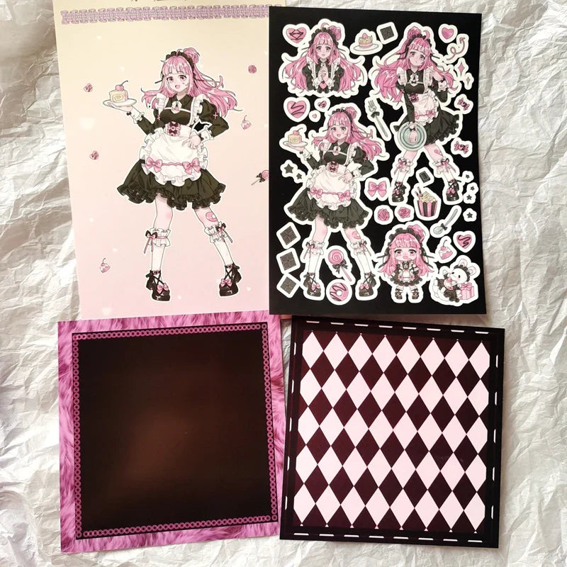 New Cute Cool Sweet Maid Girl Stickers Diary Scrapbooking DIY Album Decoration Sticker Aesthetic Personalized Kawaii Stationery (ONLINE ORDER ONLY)