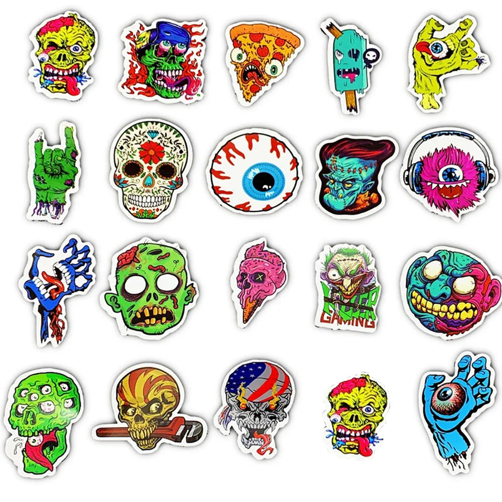 10/30/50PCS Horror Series Skull Zombie Cool Stickers Laptop Guitar Luggage Waterproof Graffiti Sticker Decal Kid Classic Toys (Online Order Only)