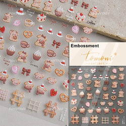 Sweet Cookies Biscuit Snack Delicious Doughnut Savoury Food Bicky Croissant Cheese Pudding Baguette Chic Nail Art Stickers Decal (ONLINE ORDER ONLY)