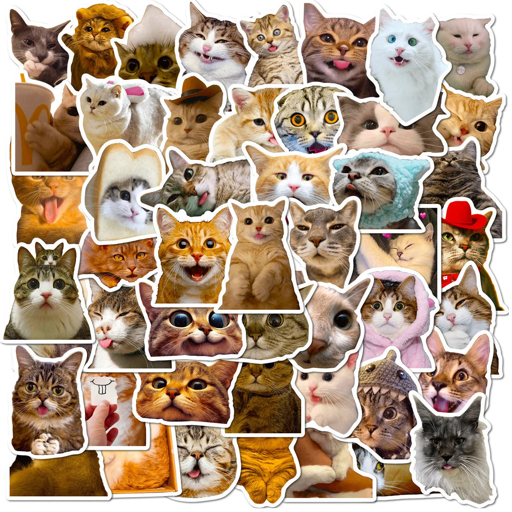 50Pcs Cute Cat Graffiti Stickers for Helmet, Wall, DIY Decoration (Online Order Only)