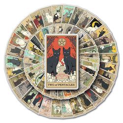 Retro Cat Tarot Stickers - Laptop Phone Motorcycle Decals - Cartoon Kids Toy Wholesale (ONLINE ORDER ONLY)