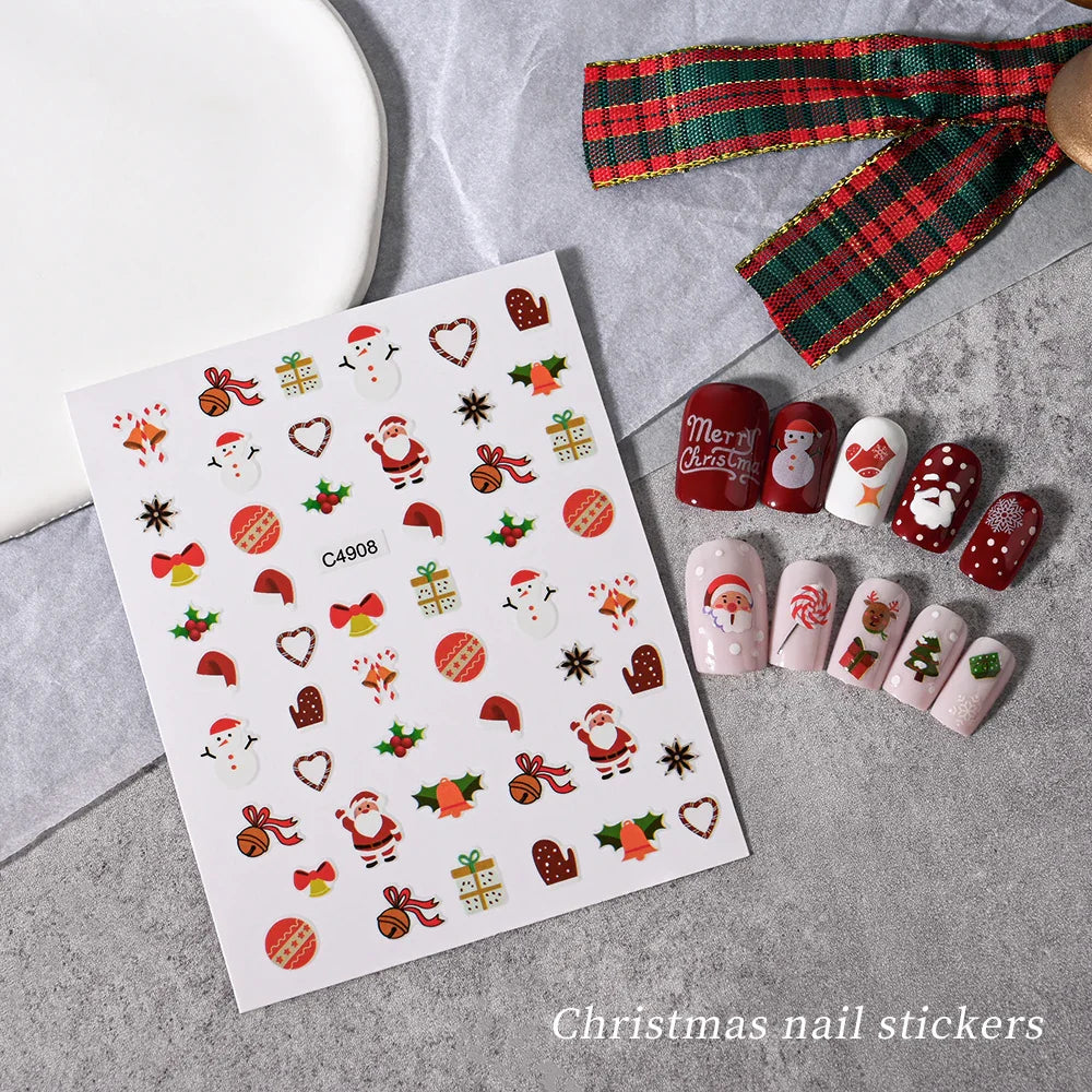 Merry Christmas Penguin Nail Art Sticker 3D Slider Deer Santa Claus Decal New Year Nail Decorations Sticker Manicure Accessories (ONLINE ORDER ONLY)