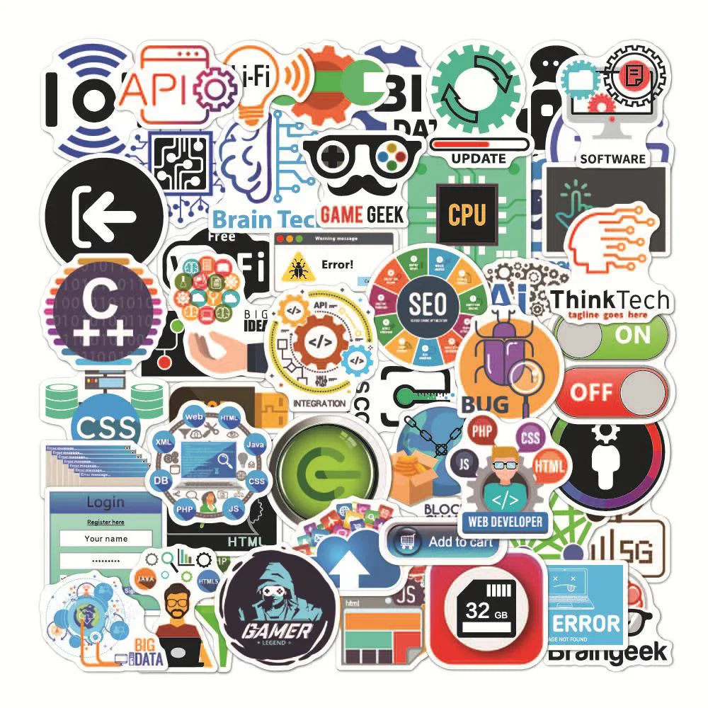 Funny Geek Java Programming Stickers Decals for Laptop, Skateboard, Motorcycle, Car - Waterproof, 10/30/50pcs (Online Order Only)