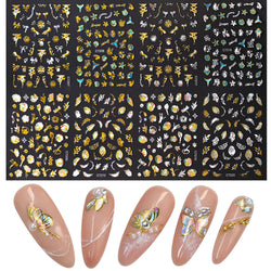 20pcs Laser Shining Aurora Shell Butterfly Nail Stickers 5D Nail Art Design Decals DIY Manicure Y2K Bronzing Stickers For Nails* (ONLINE ORDER ONLY)