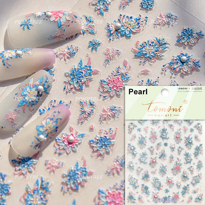 Yunjin Brocade Shawl Tassel Pendant Traditional Chinese Costumes and Ornaments Self Adhesive Nail Art Stickers Manicure Decals (ONLINE ORDER ONLY)