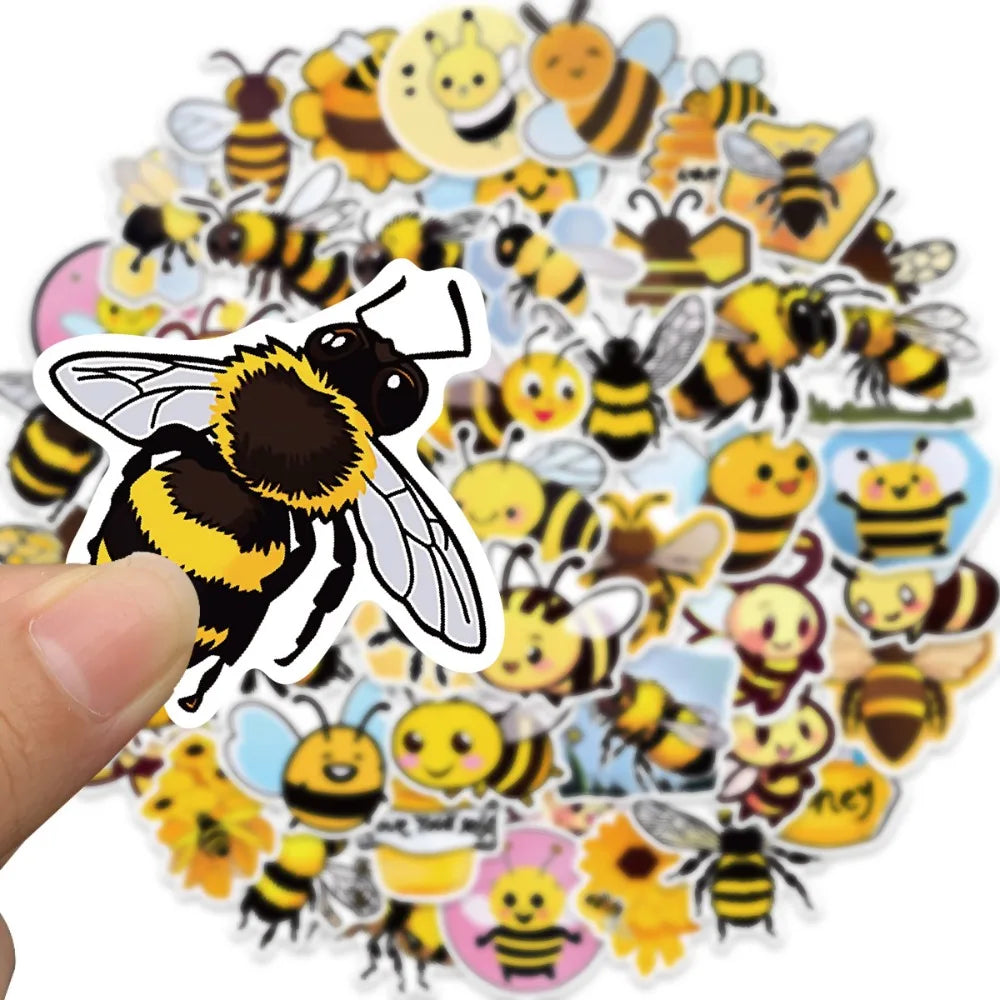 50PCS Cartoon Bee Honey Stickers DIY Laptop Guitar Luggage Fridge Waterproof Graffiti Sticker Decal Kids Classic Toys (ONLINE ORDER ONLY)