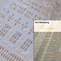 Geometric Grid Square Butterfly Snow Star Metal Self Adhesive Nail Art Sticker Snowflake Rhinestone Manicure Decal Nail Supplies (ONLINE ORDER ONLY)