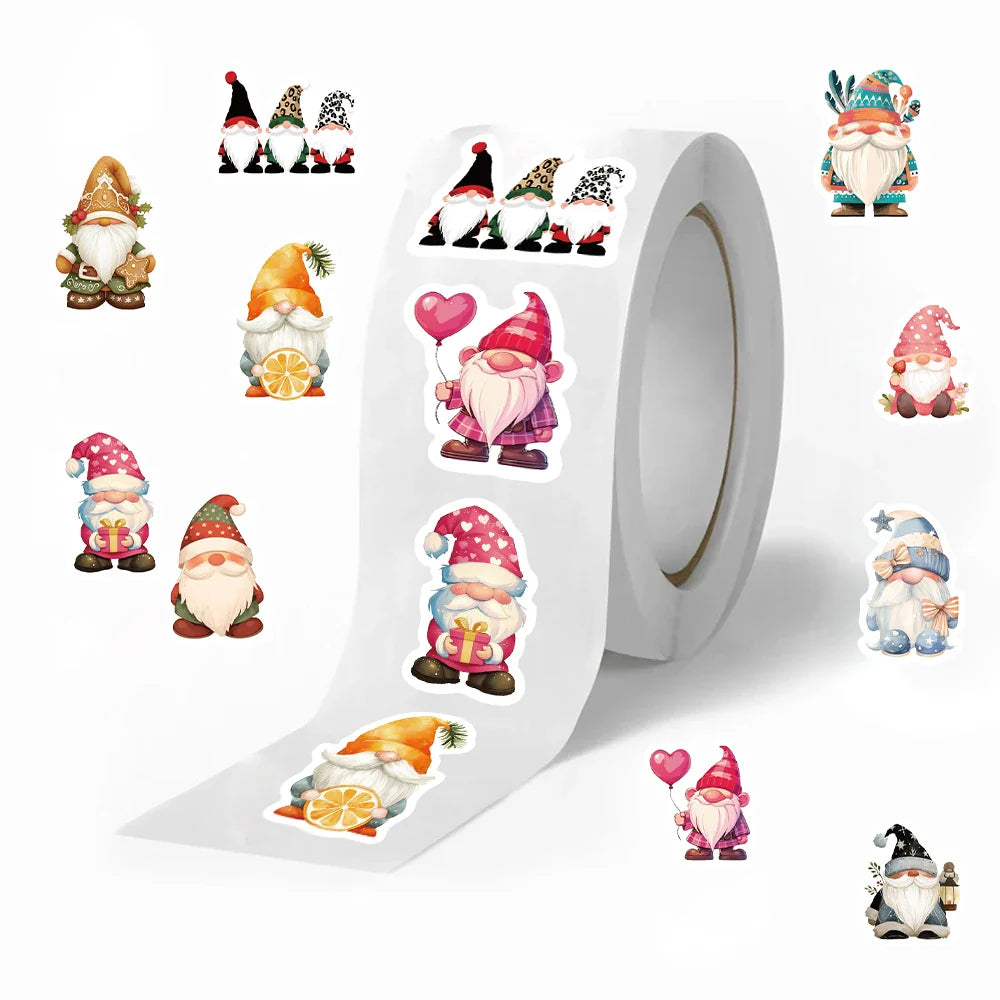 500 Pcs/Roll Cartoon Gnome Dwarf Stickers Kindergarten Children's Reward Sticker Gift Decorative Sticker (Online Order Only)