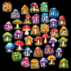 Cartoon Mushroom Stickers Pack - Laptop, Fridge, Notebook, Wall Decor (Online Order Only)