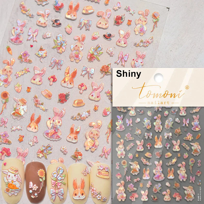 Cookies Chocolate Love Heart Flower Bowknot Rabbit Bunny Lace Bear Star Bouquet Rabbit Adhesive Nail Art Sticker Manicure Decal (ONLINE ORDER ONLY)