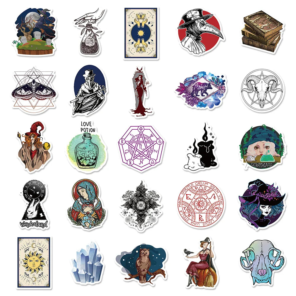 10/30/50ps Cool Gothic Magician Apothecary Sticker Packs (Online Order Only)