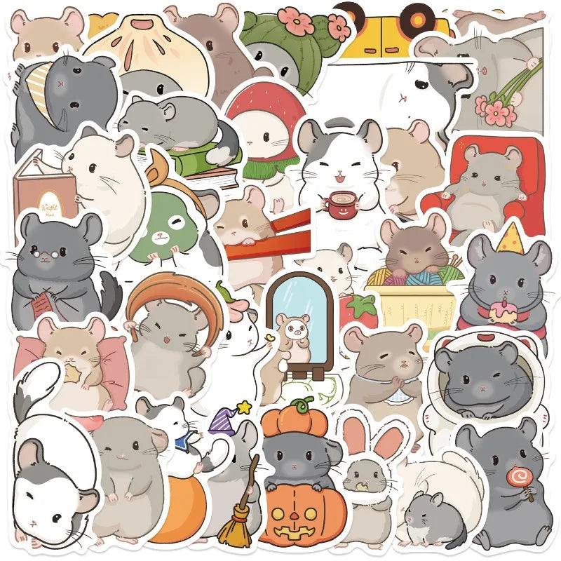 50pcs Chinchilla Sticker Pack for Luggage, Water Bottles, Phones, Laptops, Scooters, and More (ONLINE ORDER ONLY)