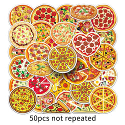 50pcs Cartoon Pizza Stickers for Helmet, Wall, Desktop Decoration (ONLINE ORDER ONLY)