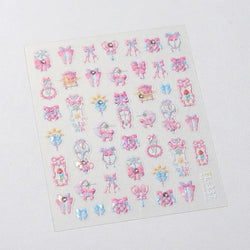 Pink Bowknot Star Moon Starburst Sun Polar Day Polar Night Sword Rose Flower Wreath Adhesive Nail Art Stickers Manicure Decals (ONLINE ORDER ONLY)