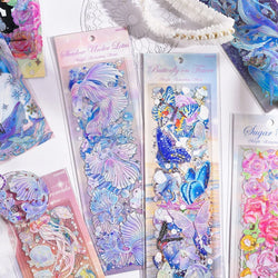 3Pcs Jellyfish Rose Butterfly Laser Sticker DIY Scrapbooking Happy Planning Photo Album Deco Stickers Art Kawaii Stationery (ONLINE ORDER ONLY)
