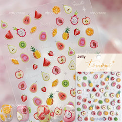 Colored Shiny Jelly Claw Paw Pudding Dessert Cherry Bowknot Cake Bow Tie Drink Food Love Heart Nail Art Sticker Manicure Decal (ONLINE ORDER ONLY)