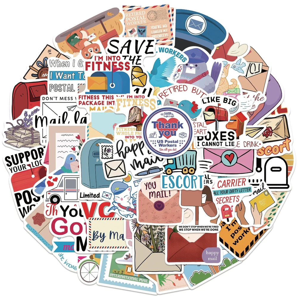 50pcs Cartoon Postman Stickers for Kids Laptop Luggage Skateboard Scrapbook (ONLINE ORDER ONLY)