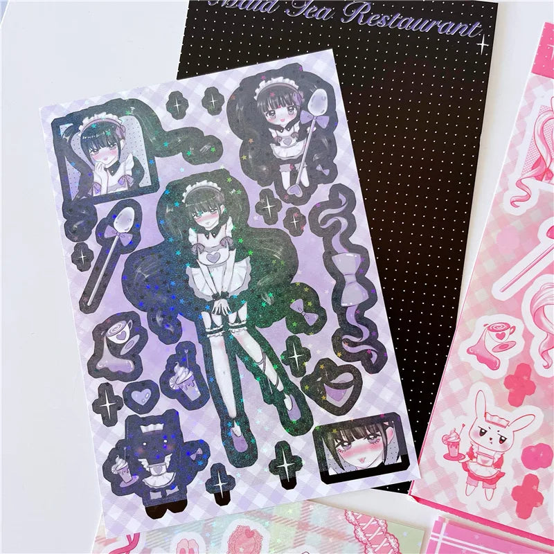 Original Cute Sweet Maid Anime Series Sticker Scrapbooking DIY Album Decoration Sticker Aesthetic Personalized Kawaii Stationery (ONLINE ORDER ONLY)