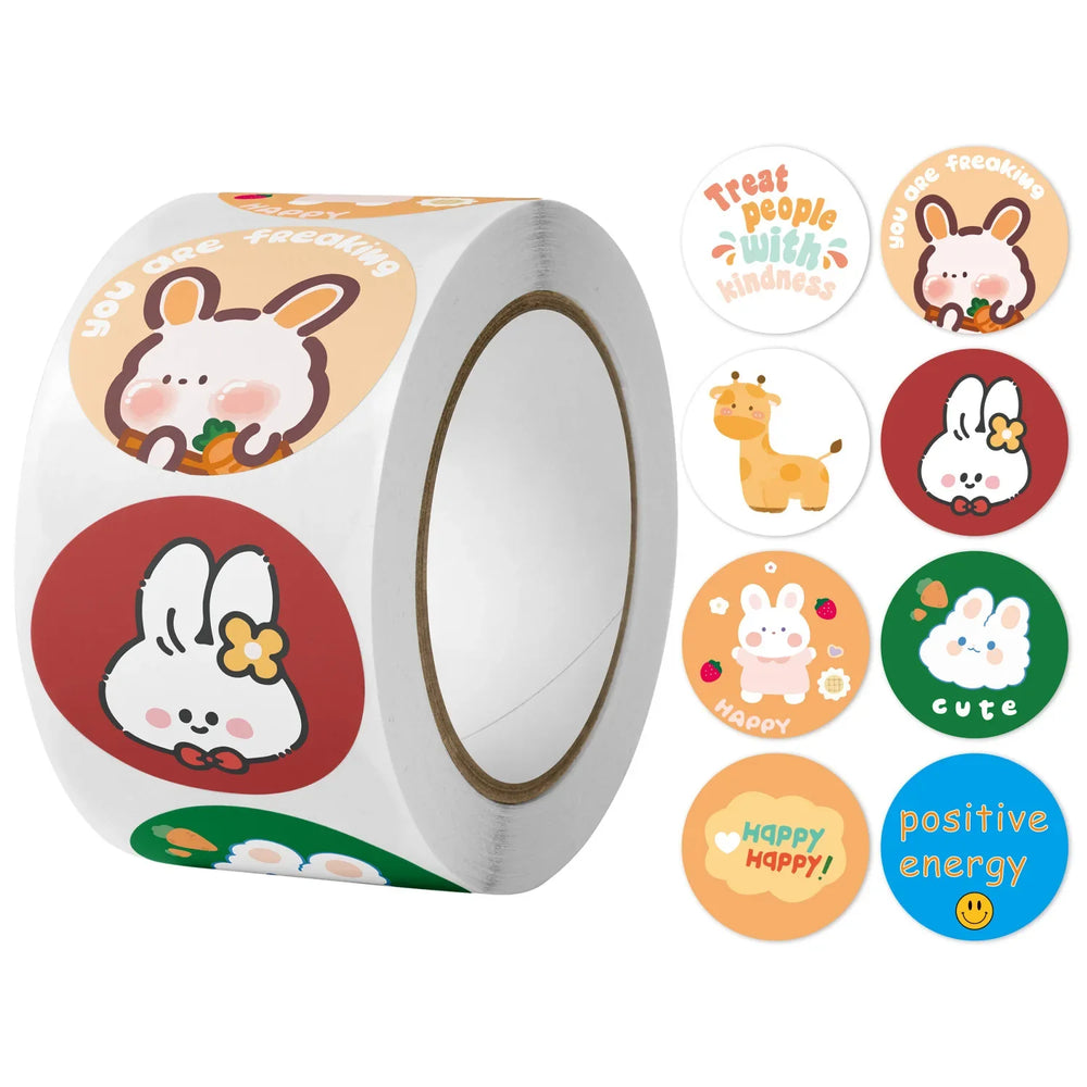 100-500pcs Kids Cute Cartoon Animals Praise Stickers 1Inch Labels for Children Teaching Toy Gift Card Party Packaging Wrapping (Online Order Only)