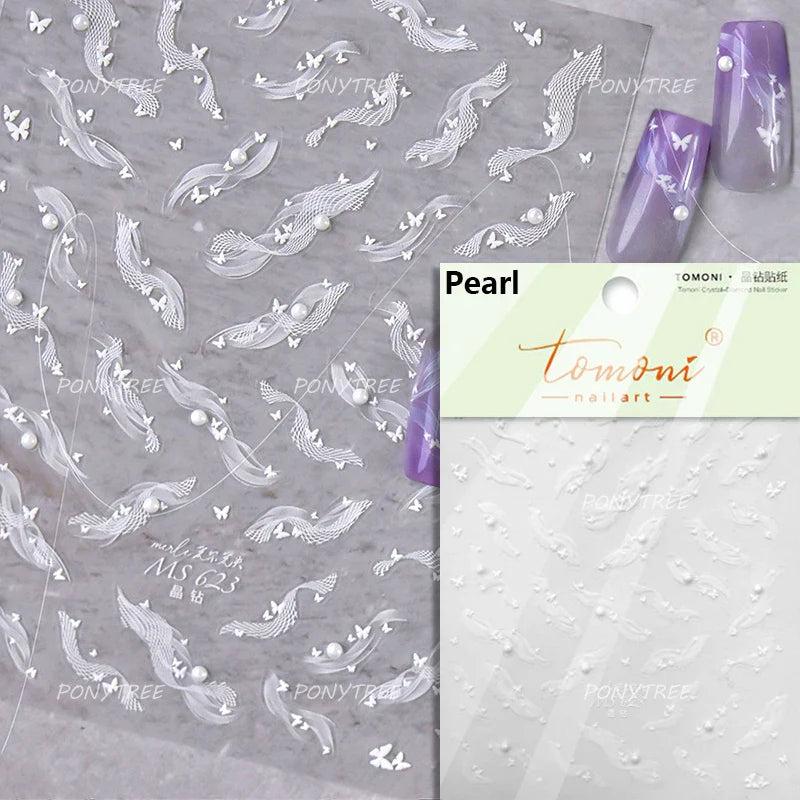 Transparent Purple Pink Gradient Wing Pinion Feather Housefly Wings Shiny Adhesive Nail Art Decoration Stickers Manicure Decals (ONLINE ORDER ONLY)