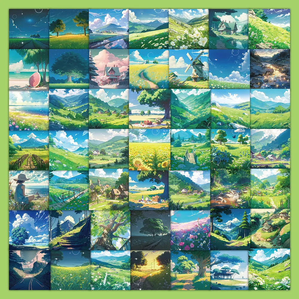 10/30/60PCS Aesthetic Landscape Stickers Decals DIY Phone Suitcase Skateboard Phone Suitcase Car PVC Waterproof Kids Sticker Toy (ONLINE ORDER ONLY)