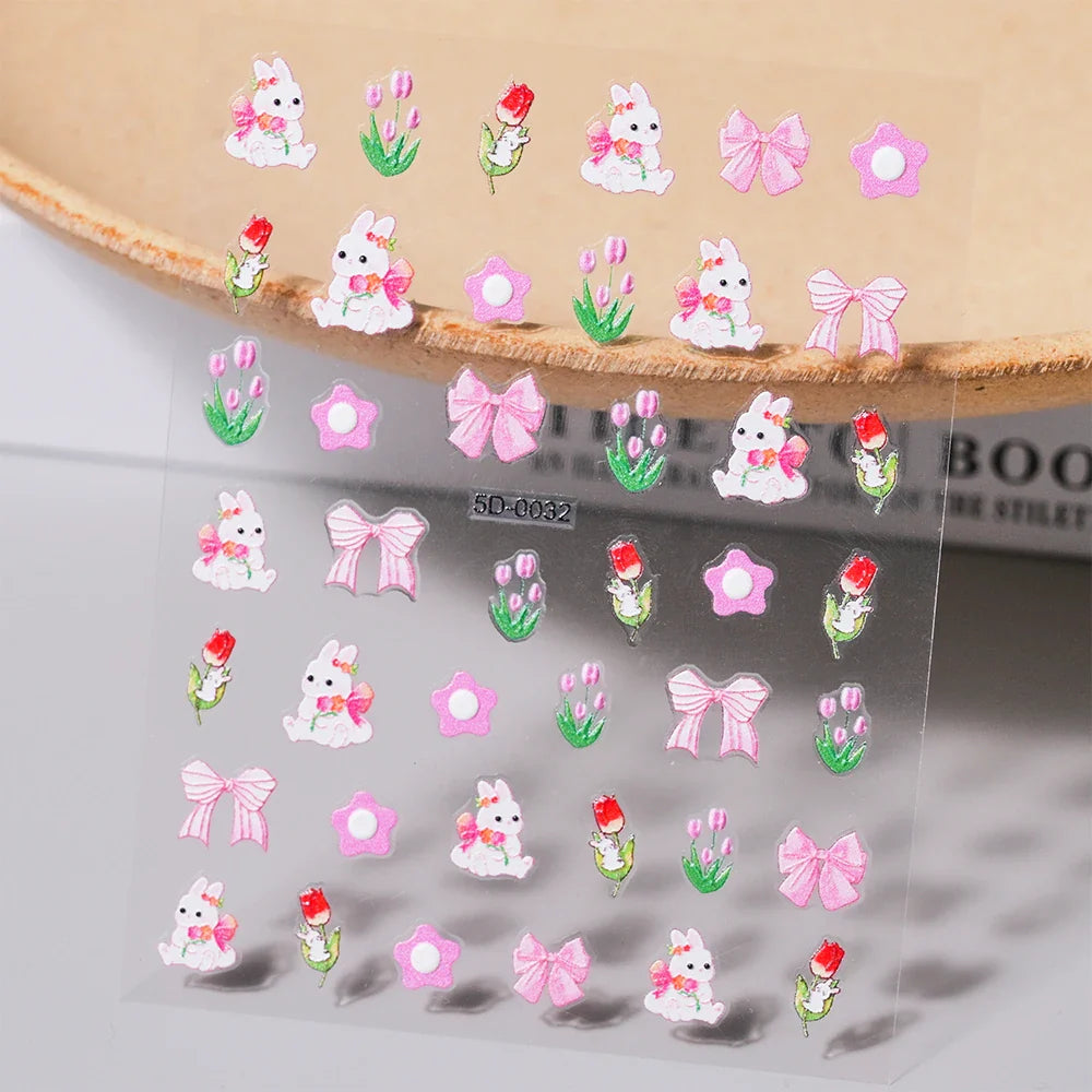 1 Sheet 5D Embossed Nail Art Stickers Graffiti Heart Flower Design Nail Art Decals Self-Adhesive DIY Manicure Nail Art Supplies* (ONLINE ORDER ONLY)