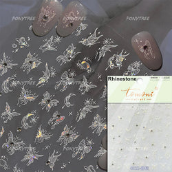 Dreamy Moon Stars Love Heart Butterfly Bowknot Lace Shiny Starburst Ribbon Delicate Adhesive Nail Art Stickers Manicure Decals (Online Order Only)