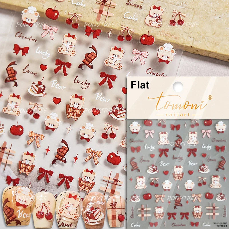 Sweet Cookies Biscuit Snack Delicious Doughnut Savoury Food Bicky Croissant Cheese Pudding Baguette Chic Nail Art Stickers Decal (ONLINE ORDER ONLY)