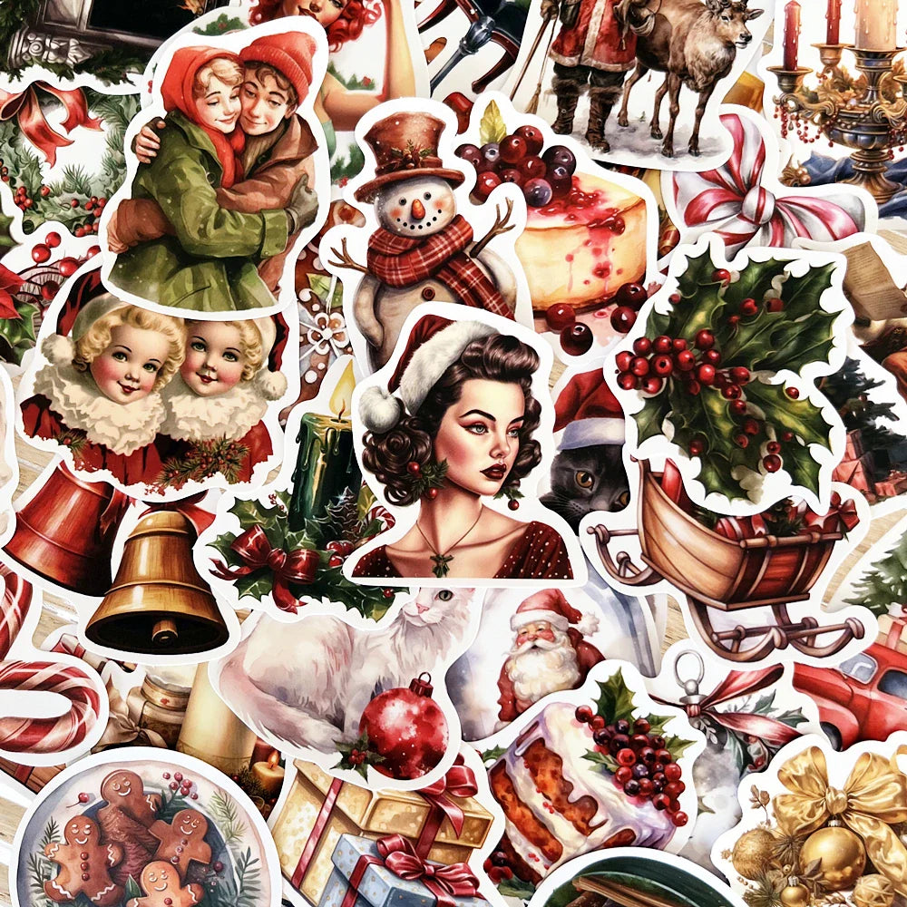 Retro Christmas Santa Stickers 10/50pcs for Luggage, Skateboard, Laptop, Guitar (Online Order Only)